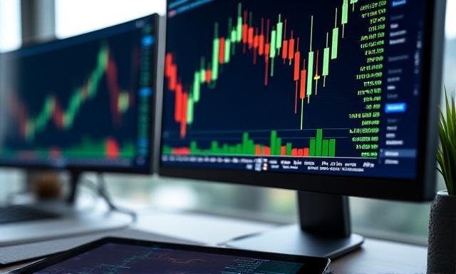 Financial charts and stock quotes